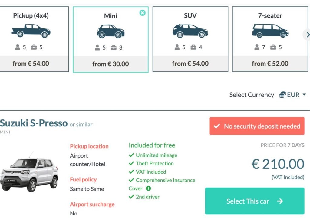 louer une voiture chez pingouin car rental à l'ile maurice